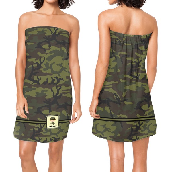Green Camo Custom Bath Wrap - Front & Back View