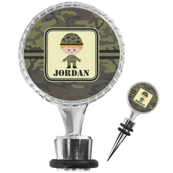 Custom Green Camo Wine Bottle Stopper (Personalized)