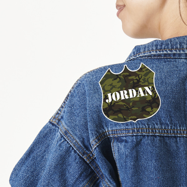 Custom Green Camo Twill Iron On Patch - Custom Shape - Large (Personalized)