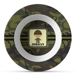 Green Camo Plastic Bowl - Microwave Safe - Composite Polymer (Personalized)