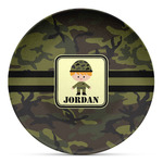 Green Camo Microwave Safe Plastic Plate - Composite Polymer (Personalized)