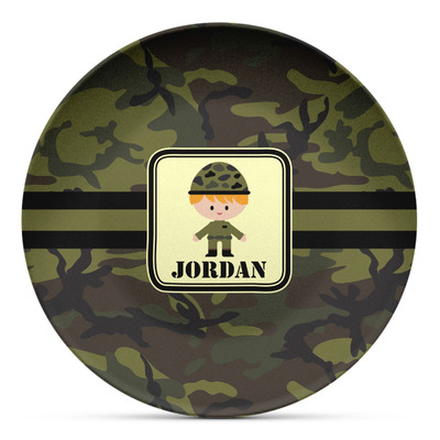 Green Camo Microwave Safe Plastic Plate - Composite Polymer (Personalized)