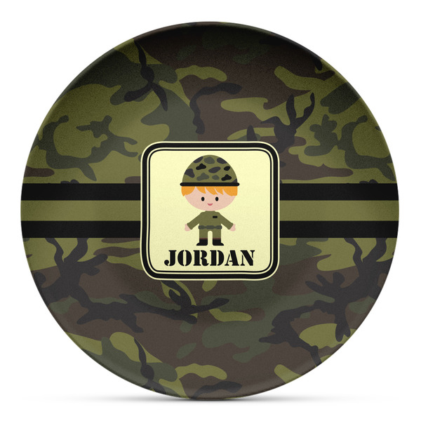 Custom Green Camo Microwave Safe Plastic Plate - Composite Polymer (Personalized)