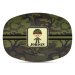 Green Camo Plastic Platter - Microwave & Oven Safe Composite Polymer (Personalized)