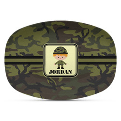 Green Camo Plastic Platter - Microwave & Oven Safe Composite Polymer (Personalized)