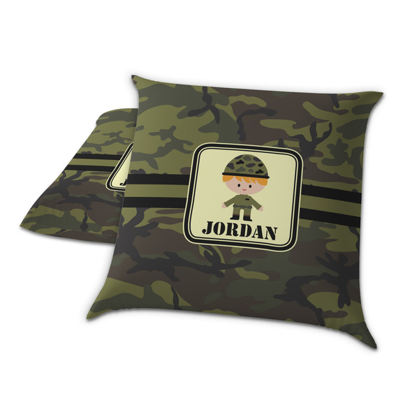 Green Camo Decorative Pillow Case - TWO