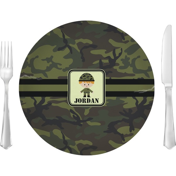 Custom Green Camo Glass Lunch / Dinner Plate 10" (Personalized)