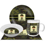 Green Camo Dinner Set - Single 4 Pc Setting w/ Name or Text