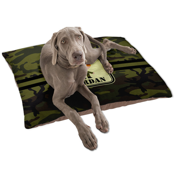 Custom Green Camo Dog Bed - Large w/ Name or Text