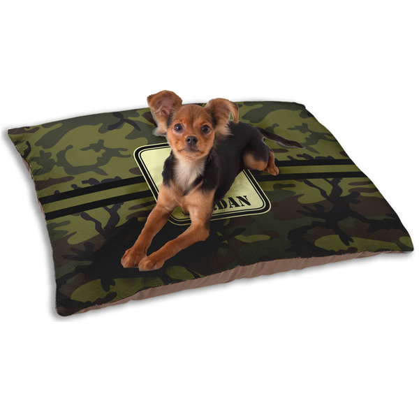 Custom Green Camo Dog Bed - Small w/ Name or Text