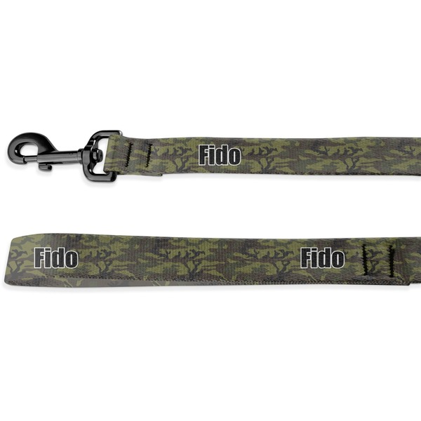 Custom Green Camo Deluxe Dog Leash - 4 ft (Personalized)