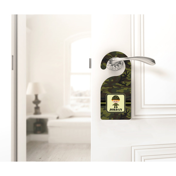 Green Camo Door Hanger - LIFESTYLE