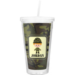 Green Camo Double Wall Tumbler with Straw (Personalized)