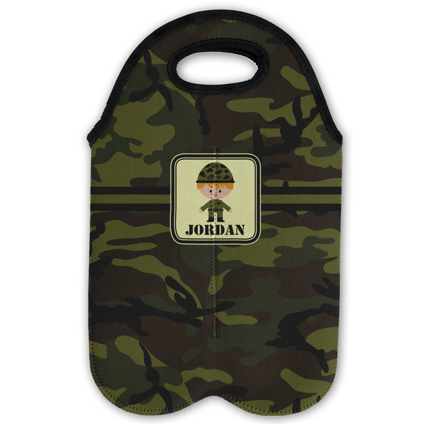 Green Camo Double Wine Tote - Flat (new)