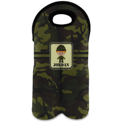 Green Camo Wine Tote Bag (2 Bottles) (Personalized)