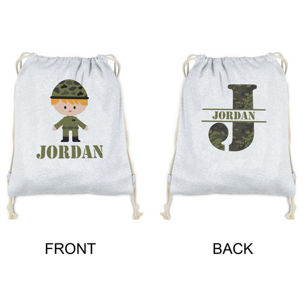 Green Camo Drawstring Backpacks - Sweatshirt Fleece - Double Sided - APPROVAL