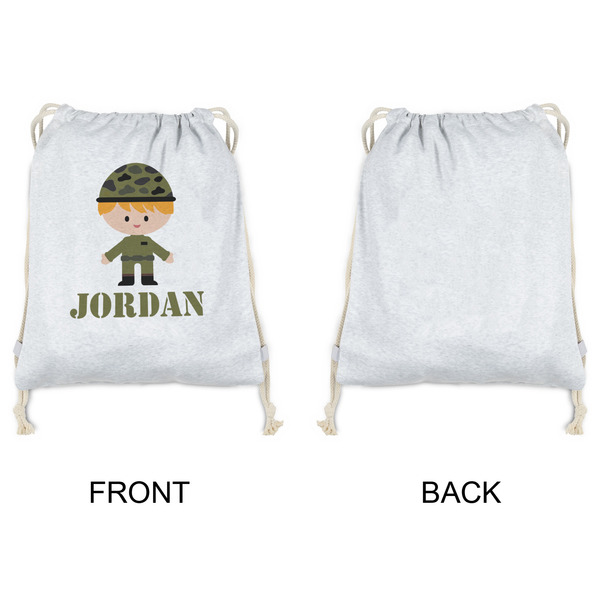 Green Camo Drawstring Backpacks - Sweatshirt Fleece - Single Sided - APPROVAL