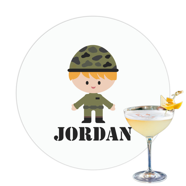 Custom Green Camo Printed Drink Topper - 3.25" (Personalized)