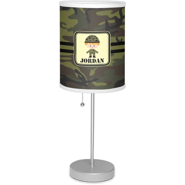 Custom Green Camo Lamp with Drum Shade (Personalized)