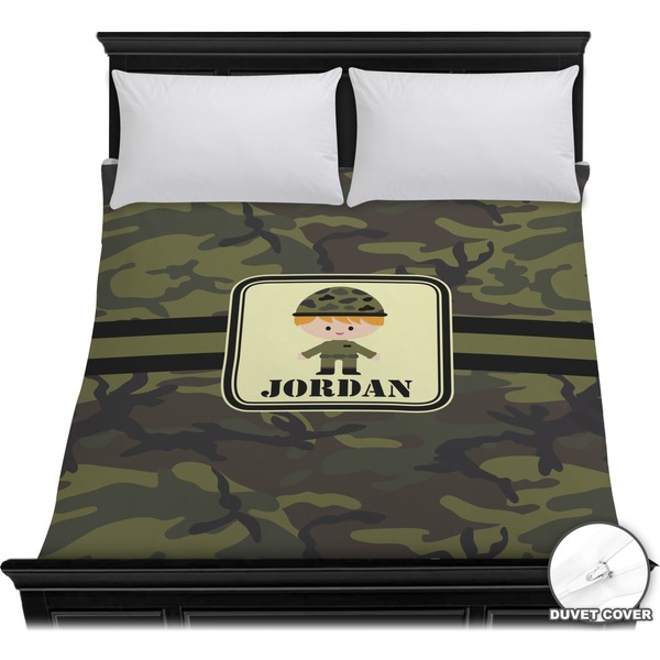 Custom Green Camo Duvet Cover - Full / Queen (Personalized)