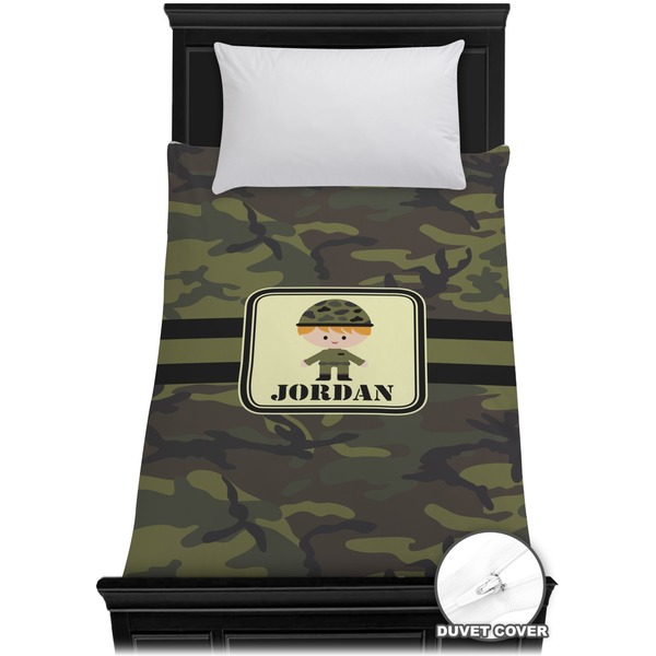 Custom Green Camo Duvet Cover - Twin (Personalized)