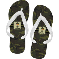 Green Camo Flip Flops - Large (Personalized)