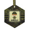 Green Camo Frosted Glass Ornament - Hexagon