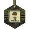 Green Camo Flat Glass Ornament - Hexagon w/ Name or Text
