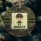 Green Camo Frosted Glass Ornament - Round (Lifestyle)