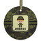 Green Camo Frosted Glass Ornament - Round