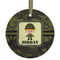 Green Camo Flat Glass Ornament - Round w/ Name or Text