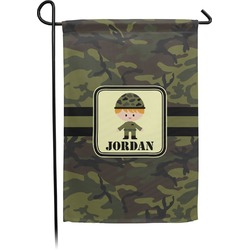 Green Camo Small Garden Flag - Double Sided w/ Name or Text