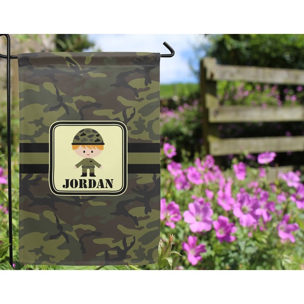 Green Camo Garden Flag - Outside In Flowers