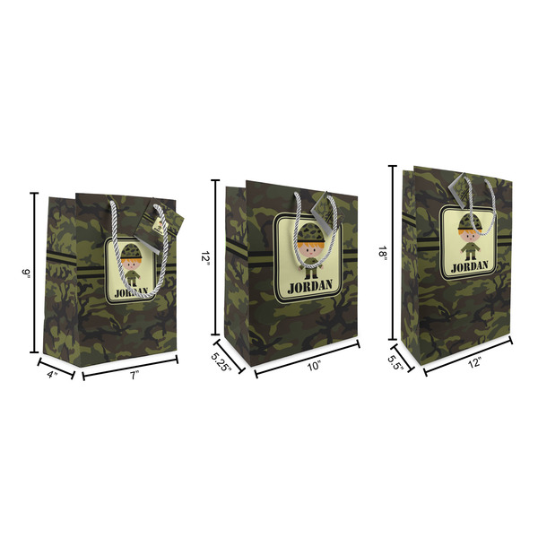 Green Camo Gift Bags - All Sizes - Dimensions