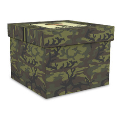 Green Camo Gift Box with Lid - Canvas Wrapped - Large (Personalized)