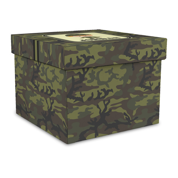 Custom Green Camo Gift Box with Lid - Canvas Wrapped - Large (Personalized)