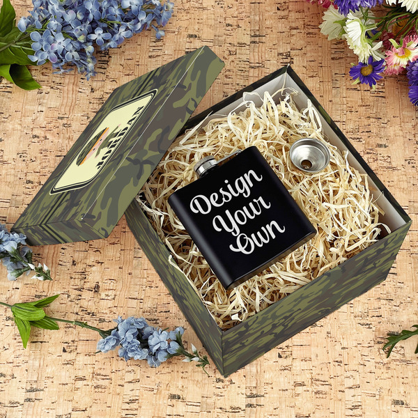 Green Camo Gift Boxes with Lid - Canvas Wrapped - Large - In Context