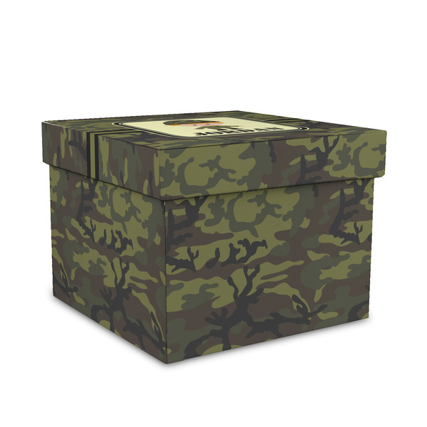 Custom Green Camo Gift Box with Lid - Canvas Wrapped - Medium (Personalized)