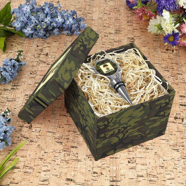 Green Camo Gift Boxes with Lid - Canvas Wrapped - Medium - In Context