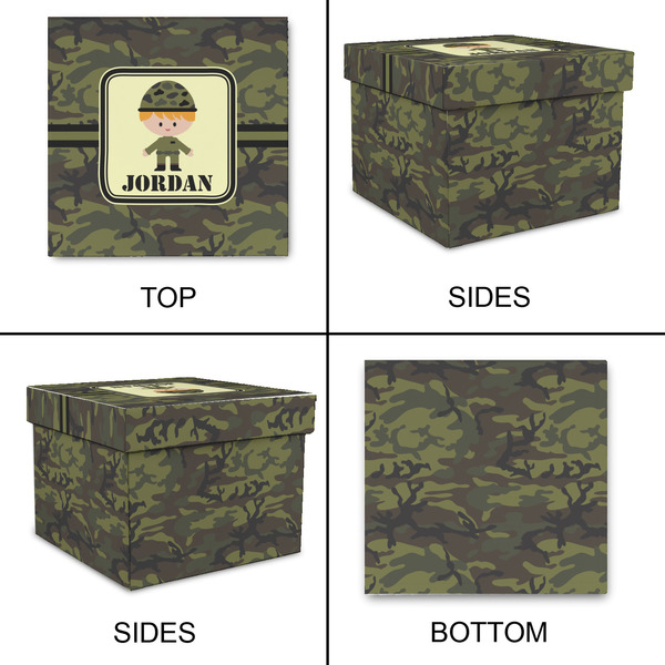 Green Camo Gift Boxes with Lid - Canvas Wrapped - X-Large - Approval
