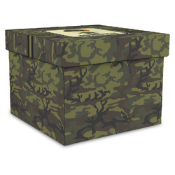 Green Camo Gift Box with Lid - Canvas Wrapped - X-Large (Personalized)