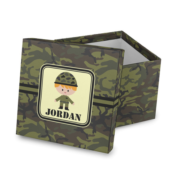 Custom Green Camo Gift Box with Lid - Canvas Wrapped (Personalized)