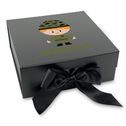 Green Camo Gift Box with Magnetic Lid - Black (Personalized)