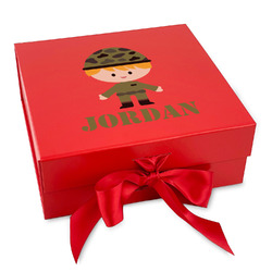 Green Camo Gift Box with Magnetic Lid - Red (Personalized)
