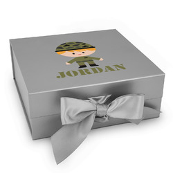 Green Camo Gift Box with Magnetic Lid - Silver (Personalized)