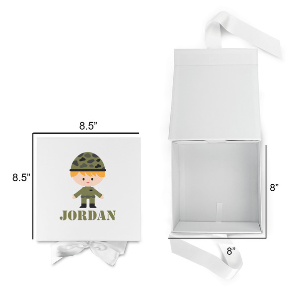 Green Camo Gift Boxes with Magnetic Lid - White - Open & Closed