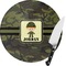 Green Camo Round Glass Cutting Board (Personalized)