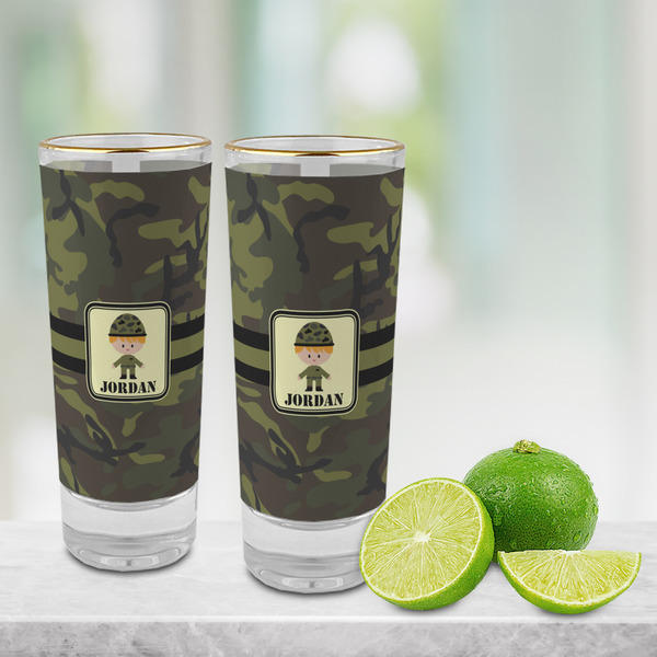 Green Camo Glass Shot Glass - 2 oz - LIFESTYLE