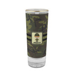 Green Camo 2 oz Shot Glass - Glass with Gold Rim (Personalized)