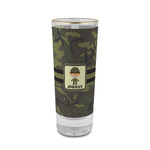 Green Camo 2 oz Shot Glass -  Glass with Gold Rim - Single (Personalized)
